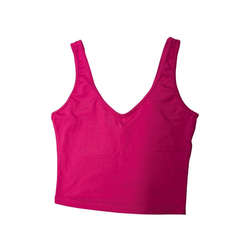 Hollister Womens XS Magenta Pink V-Neck Cropped Tank Top Sleeveless Stretch